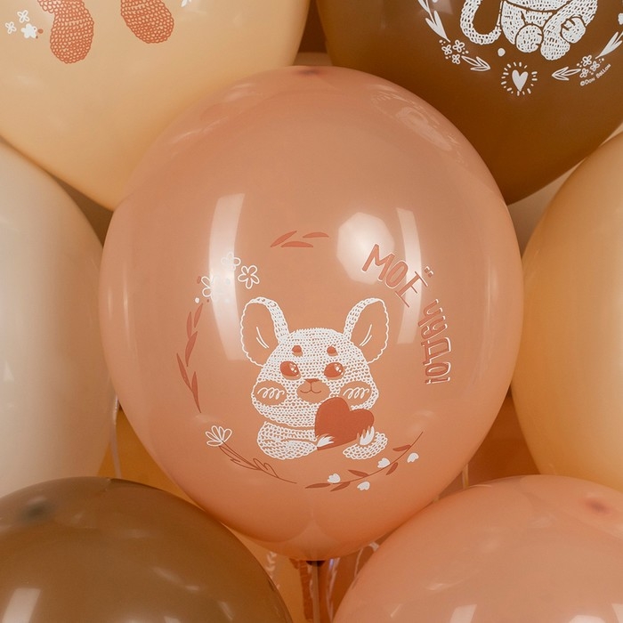 Шар латексный 12" &laquo;Нежные зверята&raquo;, пастель, 2 ст., набор 25 шт., МИКС