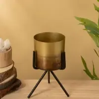 Кашпо на подставке "Малахит" железо 12х12х21 см