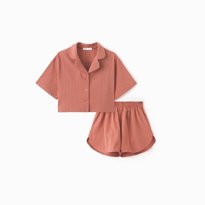 Пижама женская (рубашка и шорты) KAFTAN Пижама женская (рубашка и шорты) KAFTAN "Полоска" р.40-42, коралл