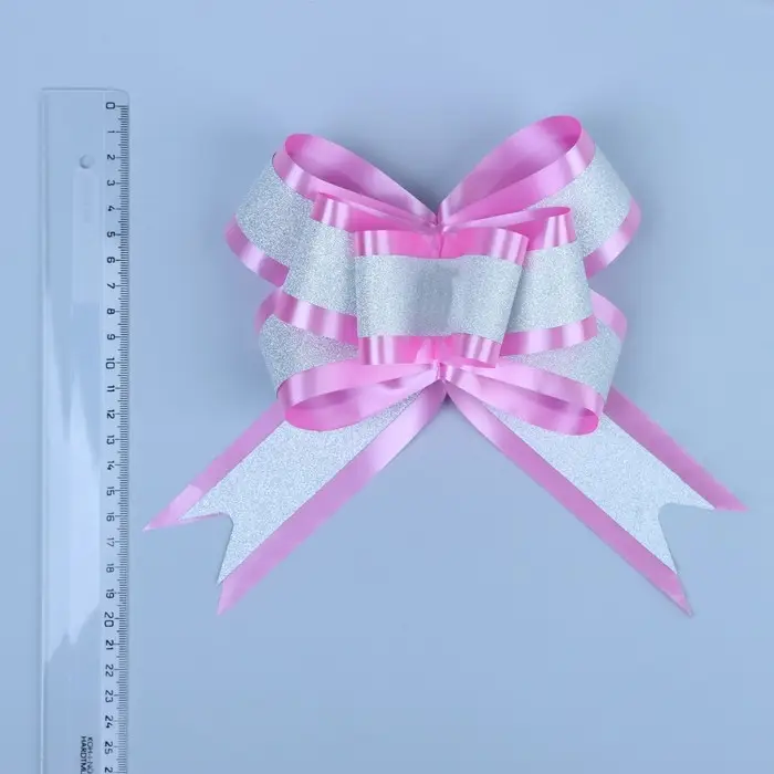 Бант - бабочка №5 &laquo;Фактурная полоса&raquo;, розовый