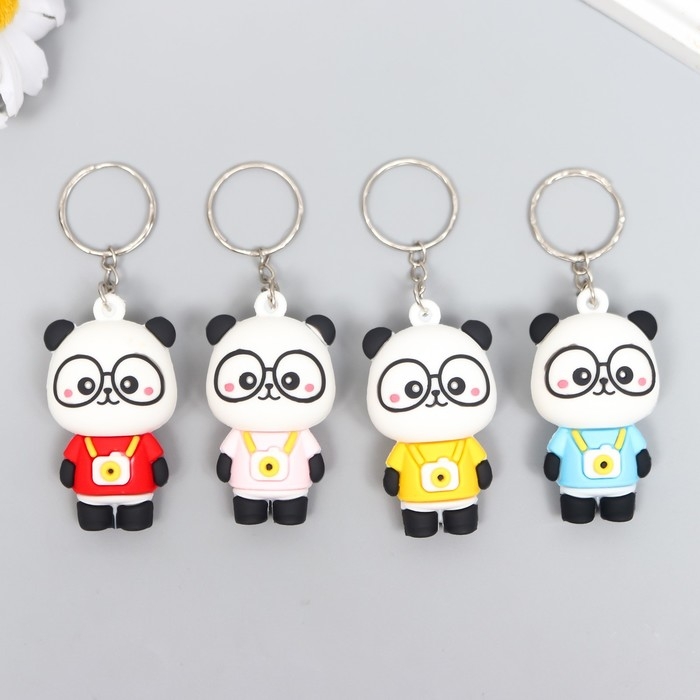 Брелок резина "Панда с фотоаппаратом" МИКС 2,3х3,3х5 см