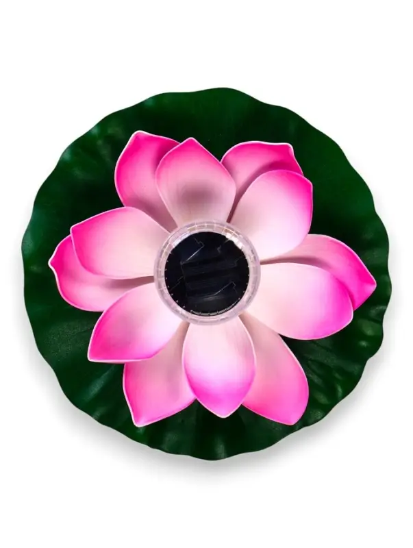 Садовый светильник для водоемов 28 х 28 х 9 см на солнечной бат-е "Лотос" лиловый N009