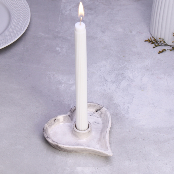 Подсвечник Подсвечник "Сердце" из гипса,14х2,5см,мрамор с чёрными полосками