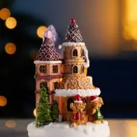 Фигура светодиодная "Пряничный замок" 10х7 см, 4 LED, LR41x3 (в компл), Т/БЕЛЫЙ