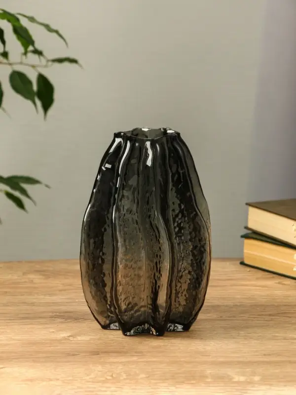 Ваза стекло настольная "Кэли" 21х12х6 см, серый