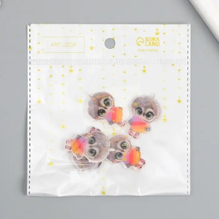 Декоративный элемент для творчества &laquo;Арт Узор. Совушка с сердцем&raquo;, акрил, 2.3&times;3.7 см