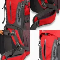 Рюкзак тур 65+5л, 30*20*53, отдел на шнурке, 5нар+2вн кармана, цвет красный