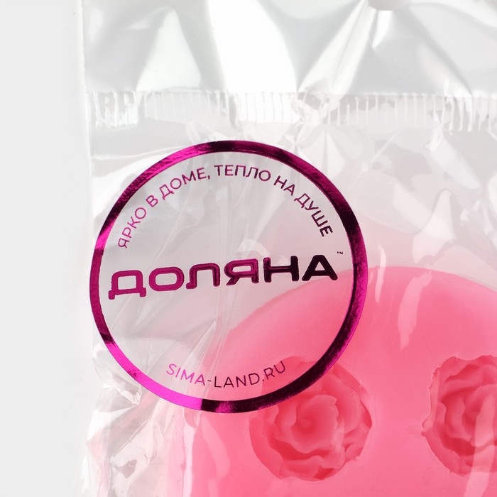 Молд Доляна &laquo;Три малых розы&raquo;, силикон, 4,5 см, цвет розовый