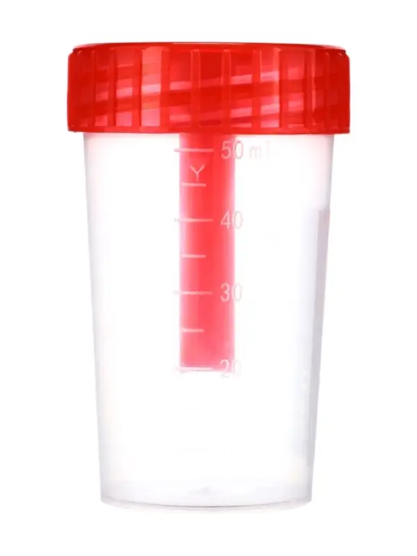 Контейнер для биоматериалов 60 мл, шпатель, завинчивающаяся крышка, матовое окно, индивидуальная уп.