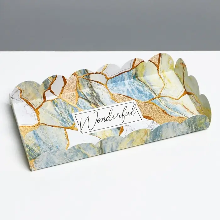 Коробка для печенья, кондитерская упаковка с PVC крышкой, голография, &laquo;Камень&raquo;, 10.5 х 21 х 3 см