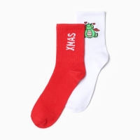 Набор женских новогодних носков KAFTAN "Marry XMAS" размер 36-40 (23-25 см), 2 пары Набор женских новогодних носков KAFTAN "Marry XMAS" размер 36-40 (23-25 см), 2 пары