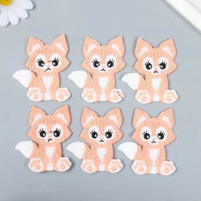 Декор для творчества текстиль вышивка "Лисёнок" 7,5х5 см