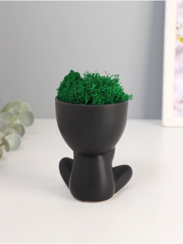 Кашпо керамика "Мистер Грин" любитель тишины 10*7,5*8 см черный