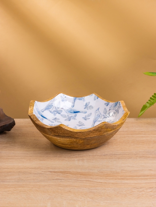 Салатник "Синие птицы" дерево манго 20х20х8 см