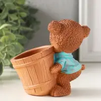 Подставка для мелочей &laquo;Медведь с горшком&raquo; 9&times;10&times;6 см, мультиколор, гипс