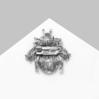 Брошь &laquo;Жук&raquo;, цвет сине-розовый в чернёном серебре