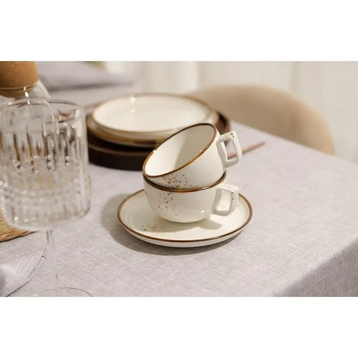 Чайная пара фарфоровая Magistro &laquo;Церера&raquo;, 2 предмета: чашка 250 мл, блюдце d=16,5 см, цвет белый