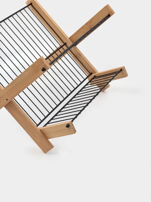 Сушилка для посуды "Meli" бамбук, металл, цвет черный