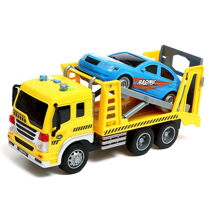 Грузовик инерционный &laquo;Эвакуатор&raquo;, 1:16, с машиной, свет, звук