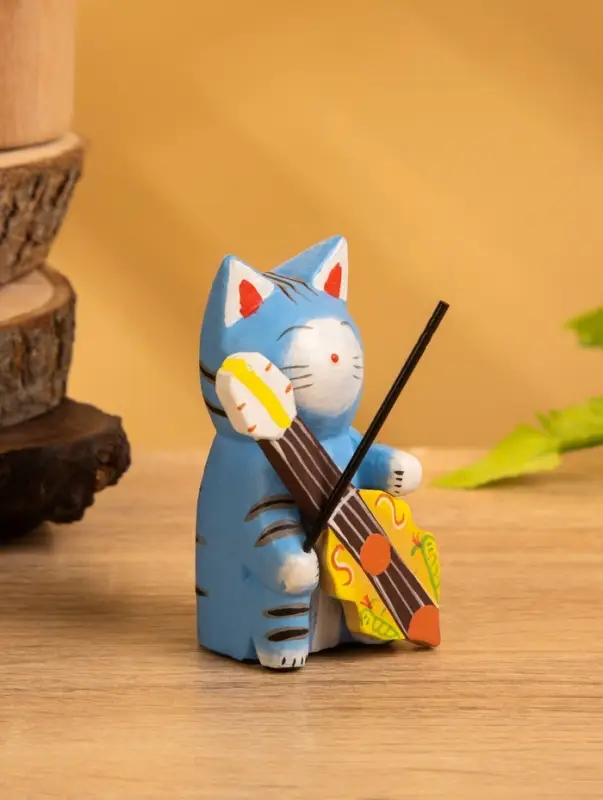 Сувенир &laquo;Кот с контрабасом&raquo;, 4&times;5&times;8 см, дерево, МИКС