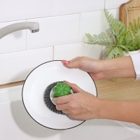 Щётка для мытья посуды Доляна &laquo;Кактус&raquo;, металлическая губка, d=8 см