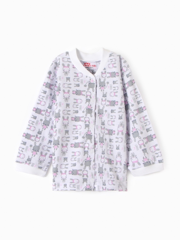 Кофточка детская ATA kids &laquo;Зайки&raquo;, белая/розовая, рост 80