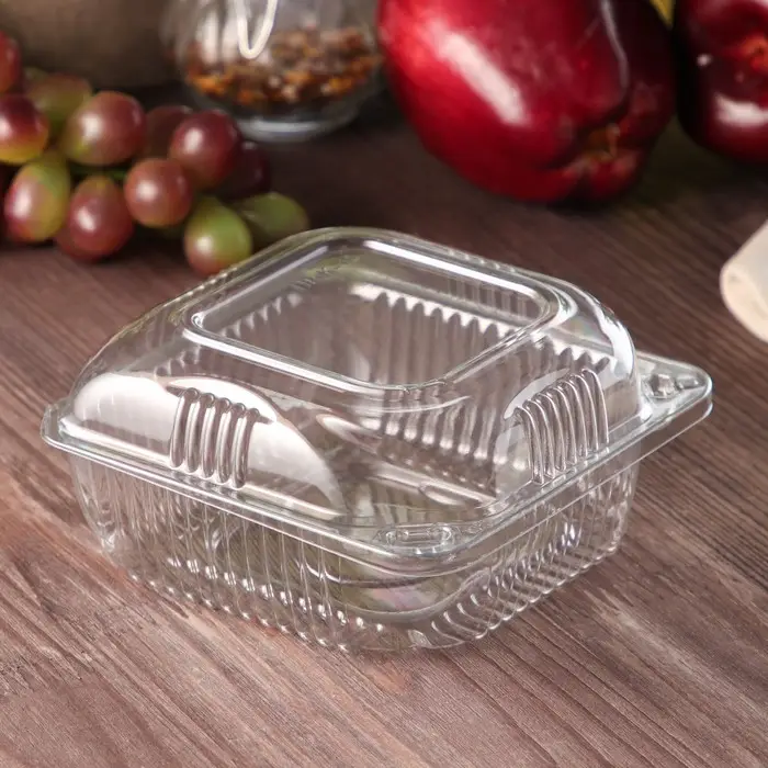 Контейнер одноразовый с неразъёмной крышкой ИП-10 А/ПР-К-10 А, пластик, 200 мл, 12&times;12&times;6 см, внутр. 9.8&times;9.8&times;5.4 см, прозрачный