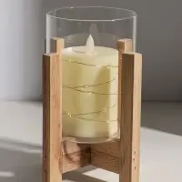 Подсвечник стекло, дерево "Рустик" d=9 см 16х16х21 см
