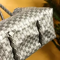 Сумка плетёная пластиковая 23х11х30 см, цв. серебристый