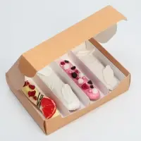 Коробка для эклеров, кондитерская упаковка, 4 вкладыша, &laquo;Сделано с любовью&raquo;, 20&times;15&times;5 см