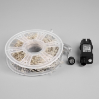 Гирлянда «Мишура» 50 м роса, IP44, серебристая нить, 1500 LED, 8 режимов, свечение тёплое белое, 36 В Гирлянда «Мишура» 50 м роса, IP44, серебристая нить, 1500 LED, 8 режимов, свечение тёплое белое, 36 В