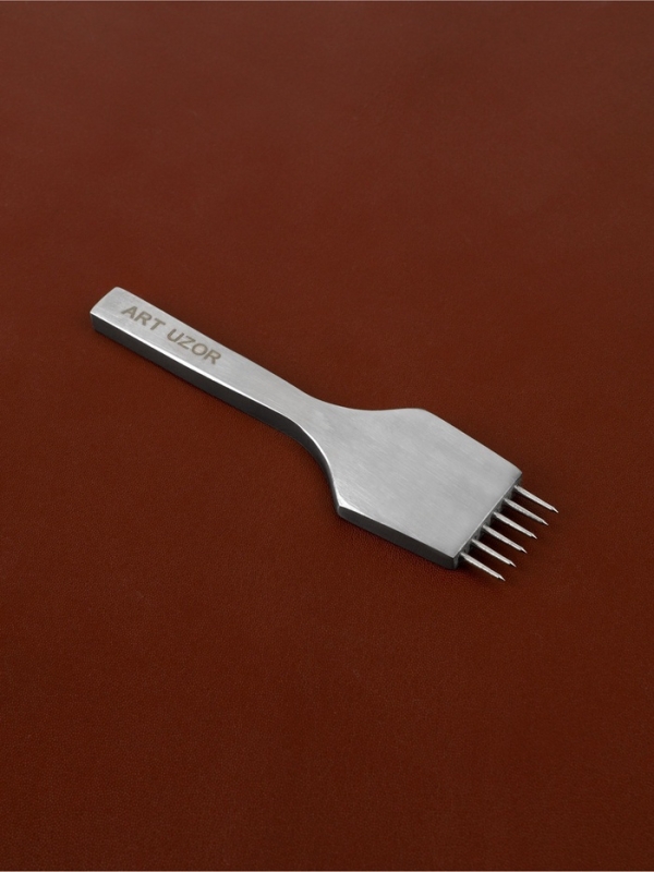 Набор строчных игольчатых пробойников для кожи (3шт цена за наб) шаг 4мм серебряный АУ