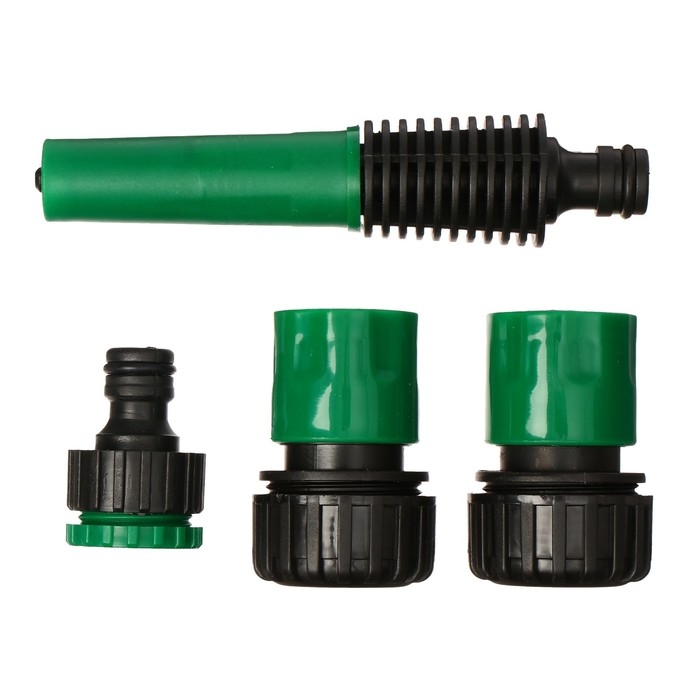 Набор: насадка для полива, коннектор, коннектор с аквастоп 3/4" (19 мм), адаптер1/2"&minus;3/4" (12 мм&minus;19 мм), ABS&minus;пластик
