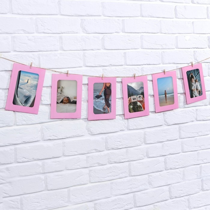 Гирлянда для фотографий с прищепками «Розовая», 6 шт Гирлянда для фотографий с прищепками «Розовая», 6 шт