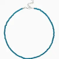 Чокер из бисера &laquo;Хрусталь&raquo;, морской в серебре, 37 см + 5 см доп, цепочка