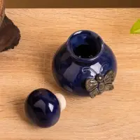 Сосуд для масла "Бабочка" керамика, цв. синий, 8х8х10 см
