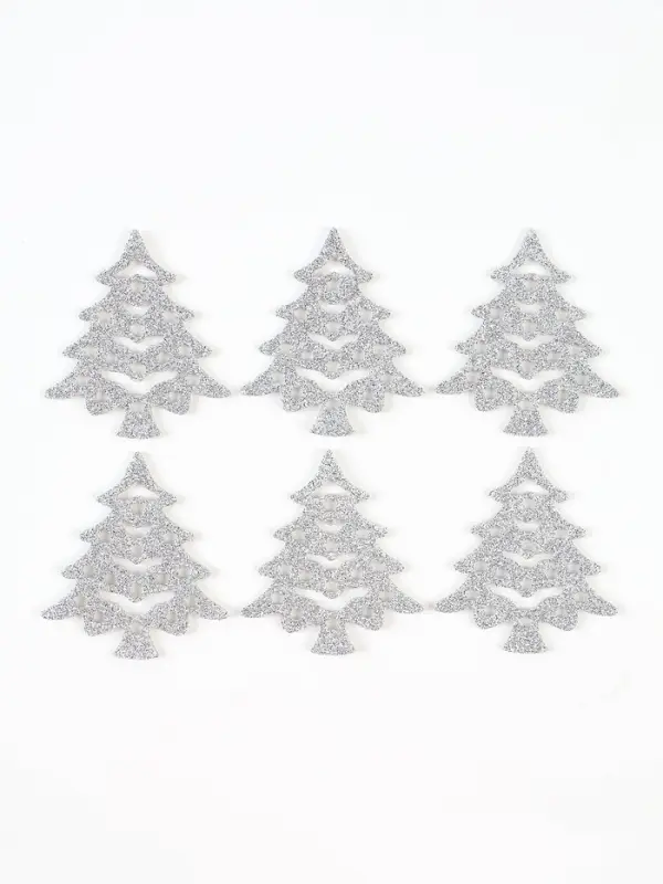 Декор "Серебряные елочки", набор 6 шт.
