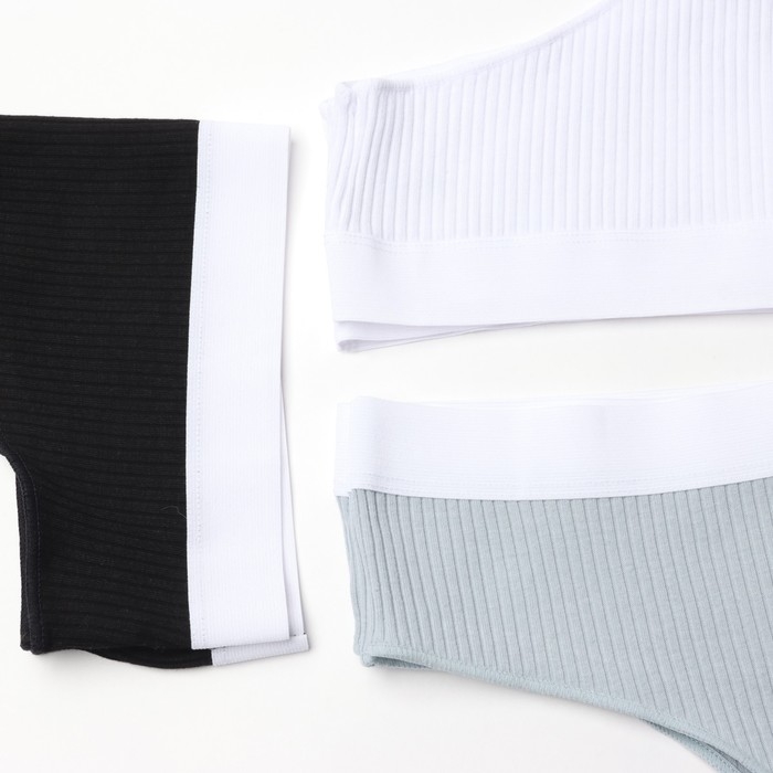 Набор трусов бразилиана MINAKU рубчик размер 44-46, цвет белый, чёрный, серый) 3 шт