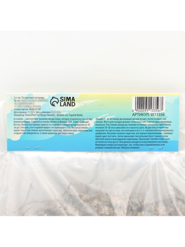 Астильба Арендса Weisse Gloria многолетник, корневище в торфогрунте, р-р II, 2 шт.