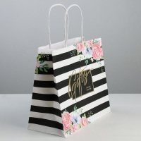 Пакет подарочный крафтовый, упаковка, &laquo;Gifts&raquo;, 25 х 22 х 12 см