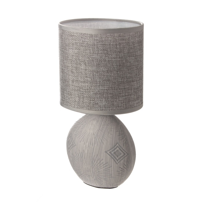 Настольная лампа с абажуром RISALUX «Фиесс», Е14, 40 Вт, серый, 13×13×27 см Настольная лампа с абажуром RISALUX «Фиесс», Е14, 40 Вт, серый, 13×13×27 см