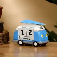 Календарь настольный "Микроавтобус" дерево 10х5х7 см, цв. синий