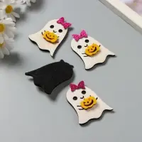 Декор для творчества войлок блеск "Приведение с тыквой" 5,5х4,5 см