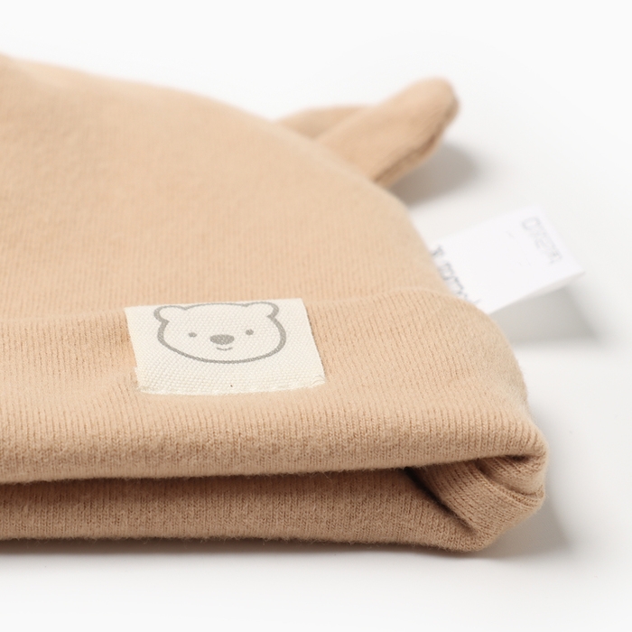 Шапочка Крошка Я "Мишка" р.46-48, 3-15 мес. бежевый