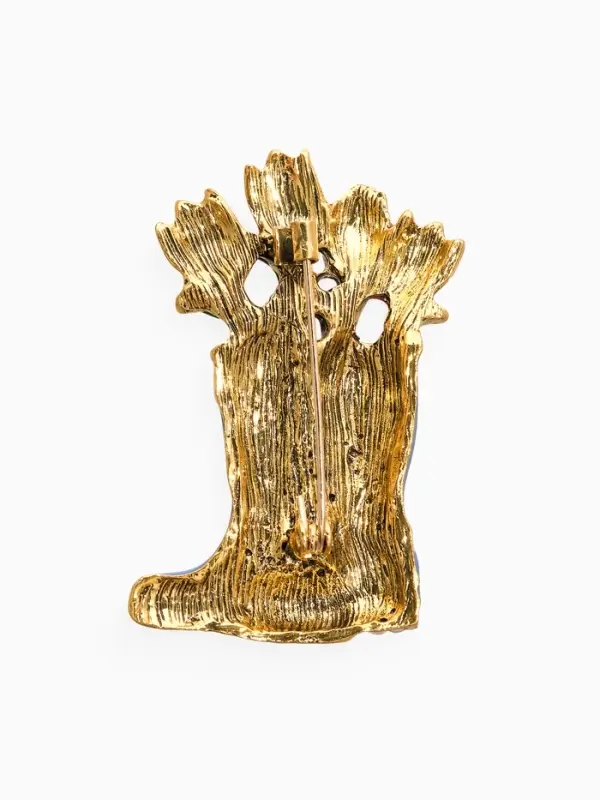 Брошь "Цветы Тюльпанов в Сапогах", цветная в чернёном золоте