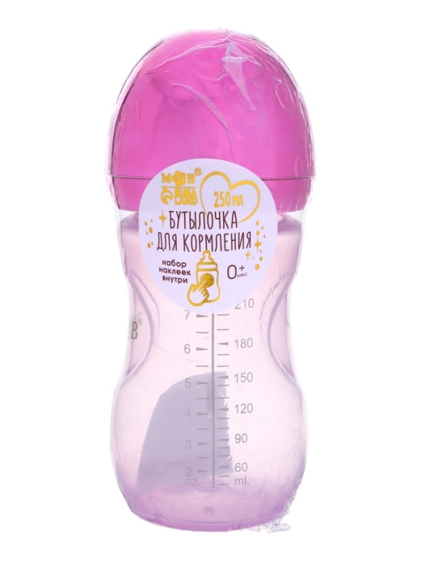 Бутылочка для кормления с наклейками &laquo;Baby&raquo; от 0 мес., 250 мл., цвет фиолетовый, M&B