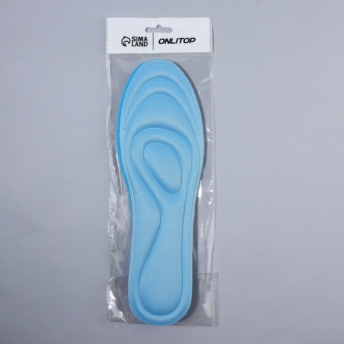 Стельки для обуви, универсальные, влаговпитывающие, р-р RU до 44 (р-р Пр-ля до 46), 28 см, пара, цвет голубой