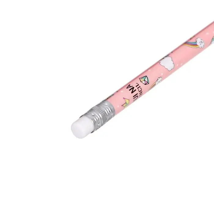 Карандаш чернографитный с ластиком &laquo;Единороги&raquo;, твердость НВ, корпус круглый, МИКС (штрихкод на штуке)