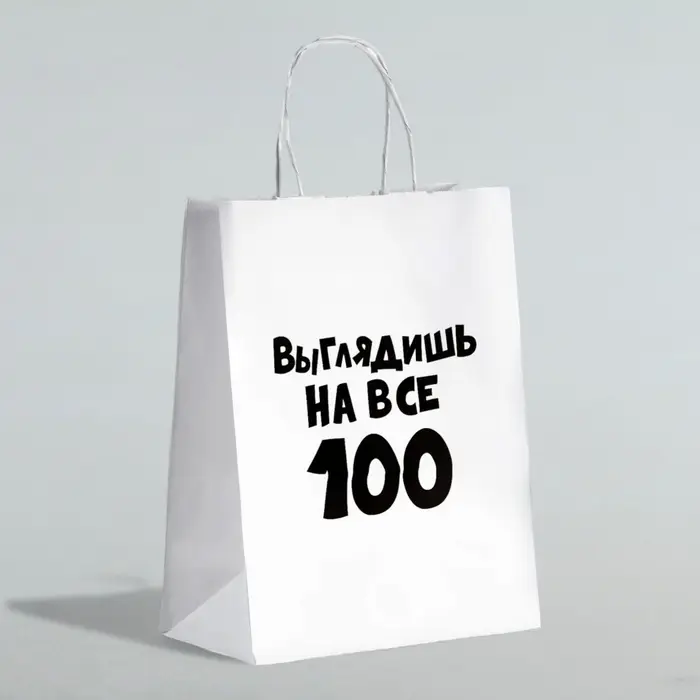 Пакет подарочный с приколами &laquo;Выглядишь на все 100&raquo;, 24&times;14&times;28 см