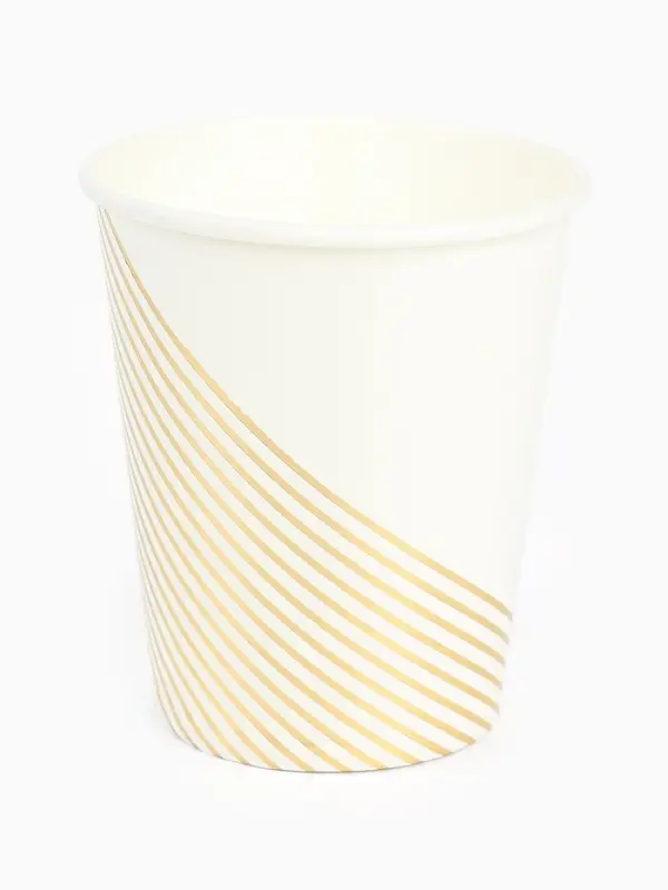 Набор посуды для праздника на 12 персон, белый с золотом (тарелки 23 см, стакан 250 мл)